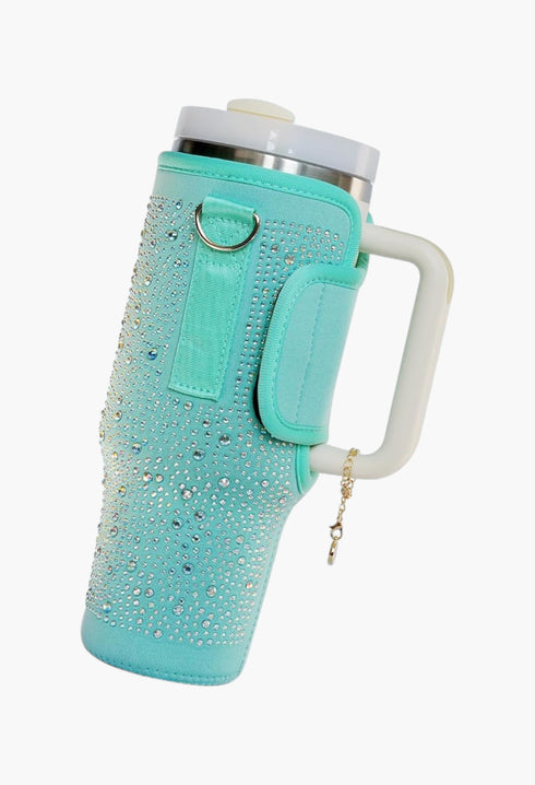 Cup Holder with Strap & Letter Charm - 40 oz - GLAM MODA